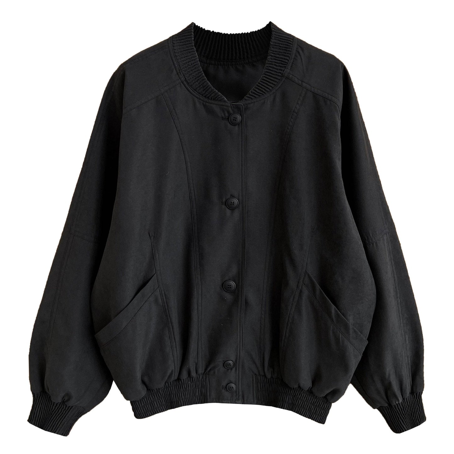 Korean retro stand-up collar jacket women's early spring new silhouette loose baseball jacket top
