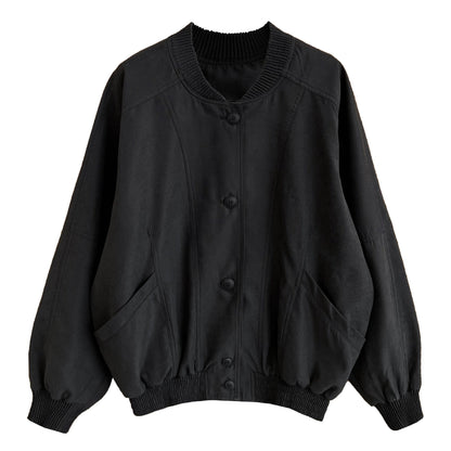 Korean retro stand-up collar jacket women's early spring new silhouette loose baseball jacket top