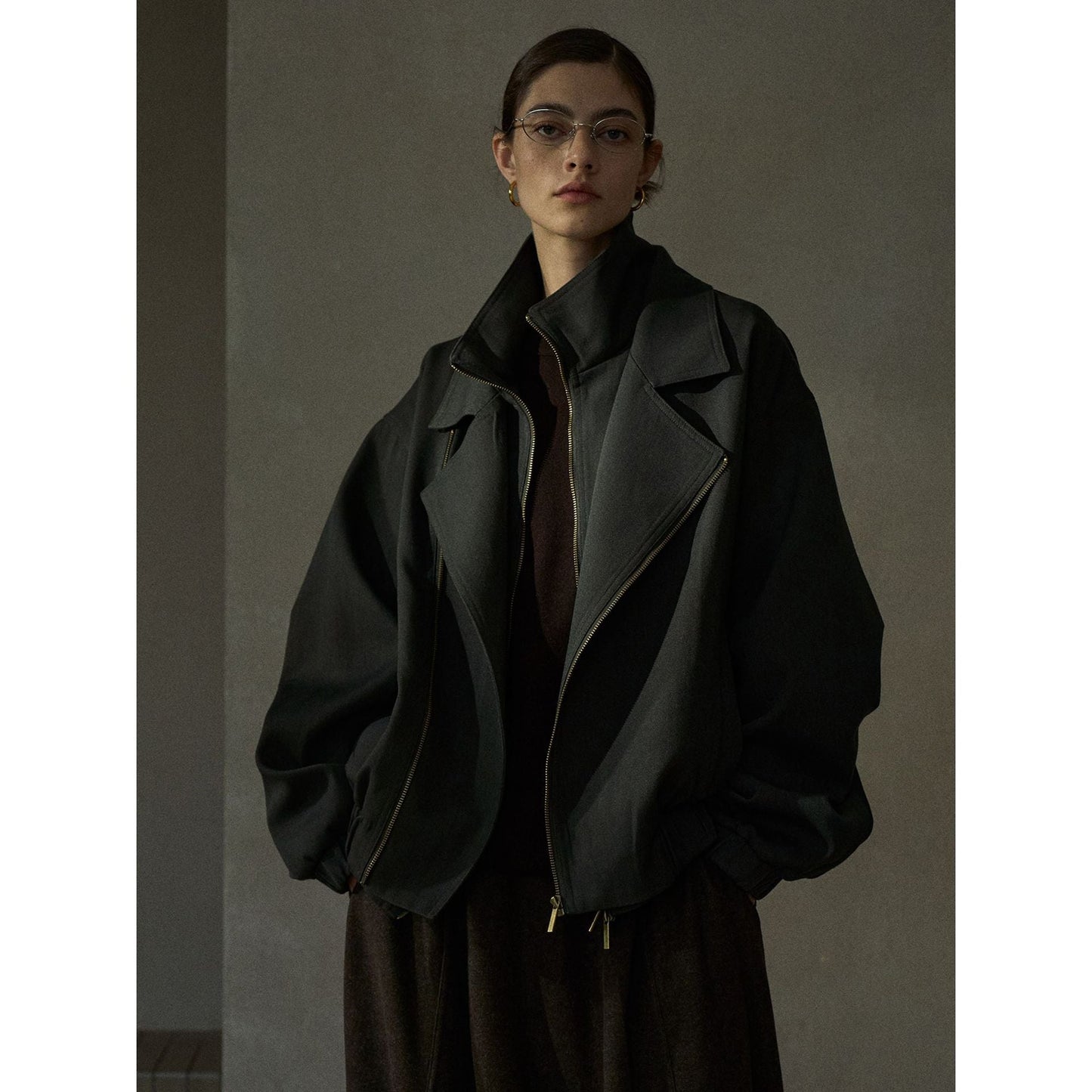 Fall commuter design fleece double zipper placket silhouette jacket jacket 1