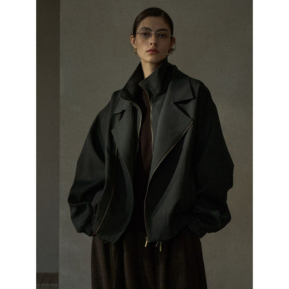 Fall commuter design fleece double zipper placket silhouette jacket jacket 1