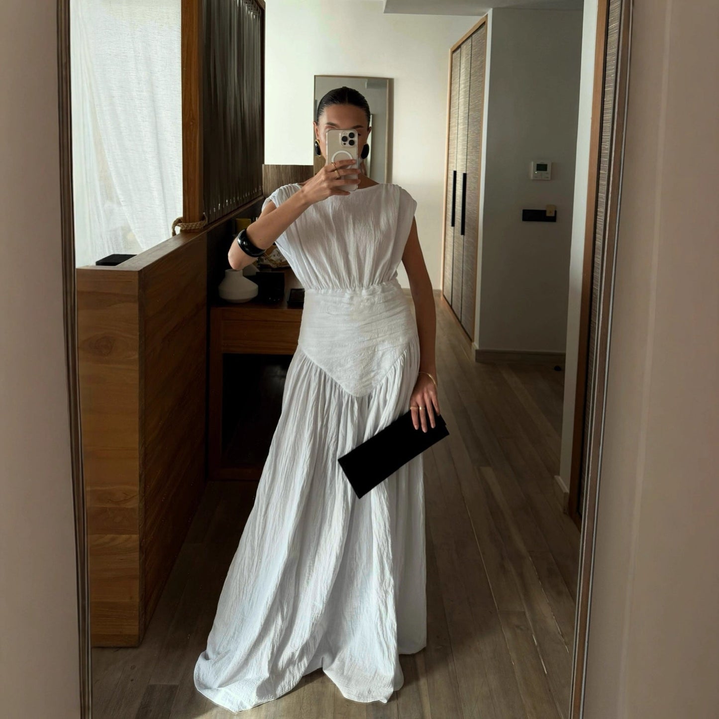 Fashion sexy pleated shirt skirt waist temperament elegant French dress