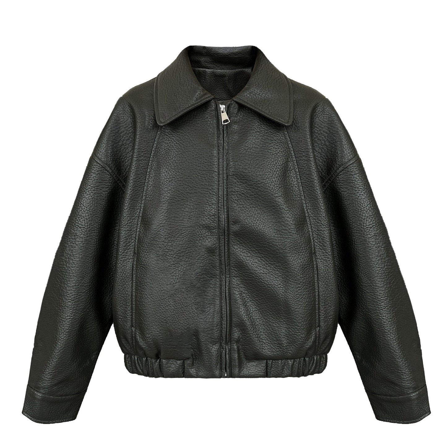 Korean classic locomotive texture lychee leather jacket autumn basic zipper jacket