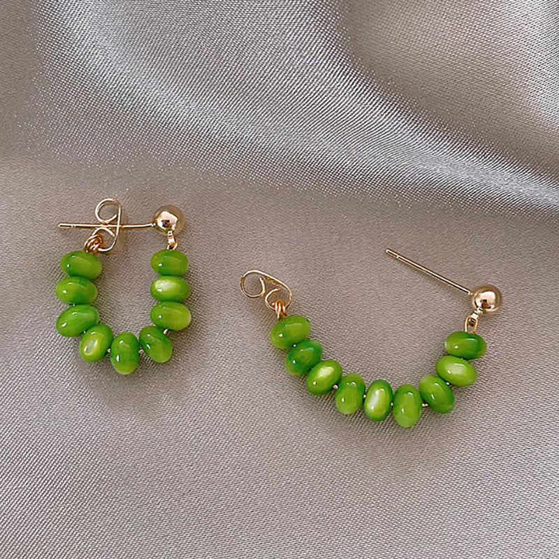 Green earrings New stud earrings Tide light luxury earrings High-end niche design Earrings Temperament Women's Summer