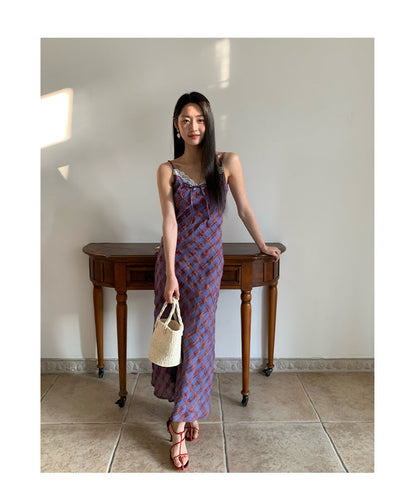 Holiday plaid suspender dress