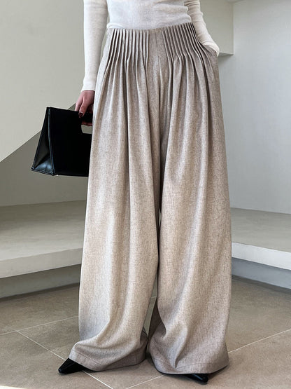 High-end worsted ~ sense of design pleated suit pants pants for women old money style high waistmoploose pants