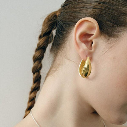 Double-sided leaf earrings niche design high-end temperament versatile S925 silver needle ear buckle