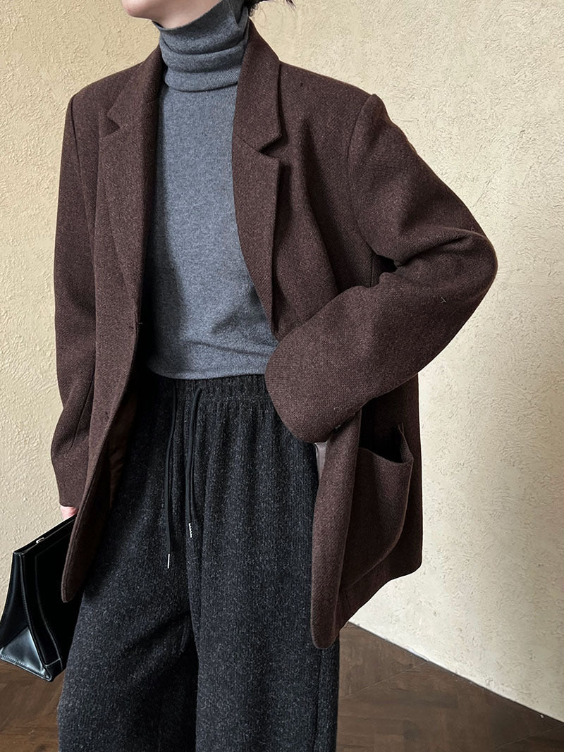 Korean version autumn and winter 50% wool blazer
