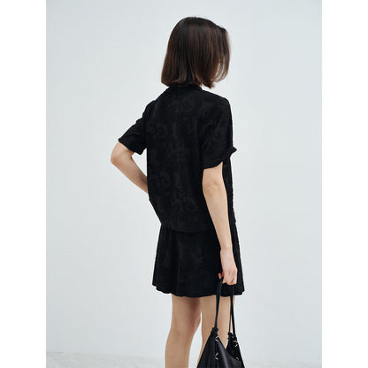 Spring new design Modal wool three-dimensional cashew flower texture T-shirt