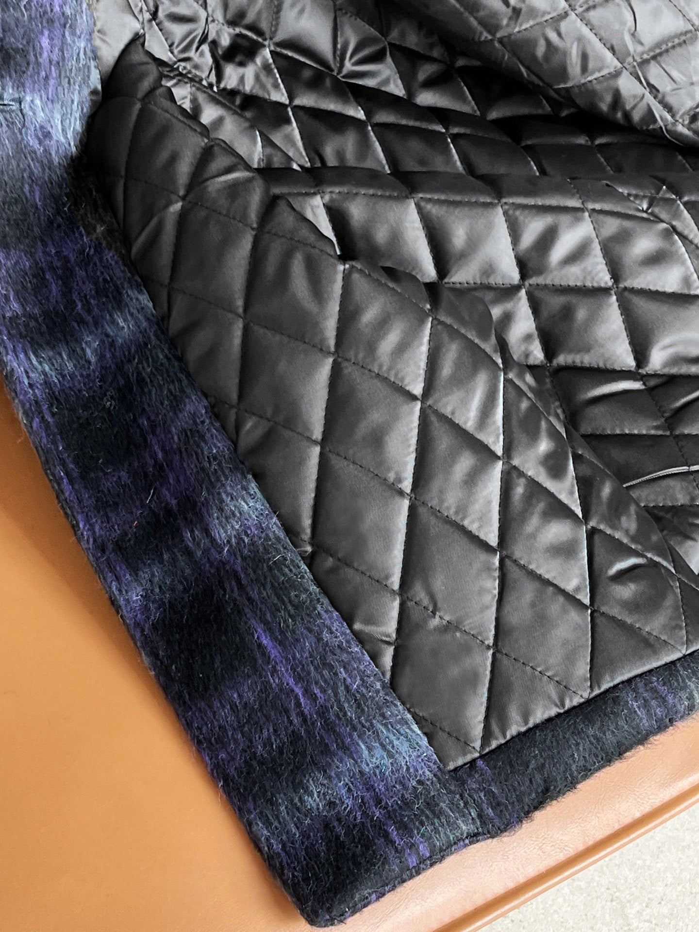 Fall and winterk-style 30% wool woolenoutwear women's medium longthickened over-the-knee quilted plaid coat