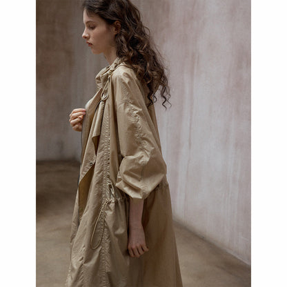 Coated Easy Silhouette Windbreaker Jacket Autumn Simple Versatile Casual Commuter Long Sleeves