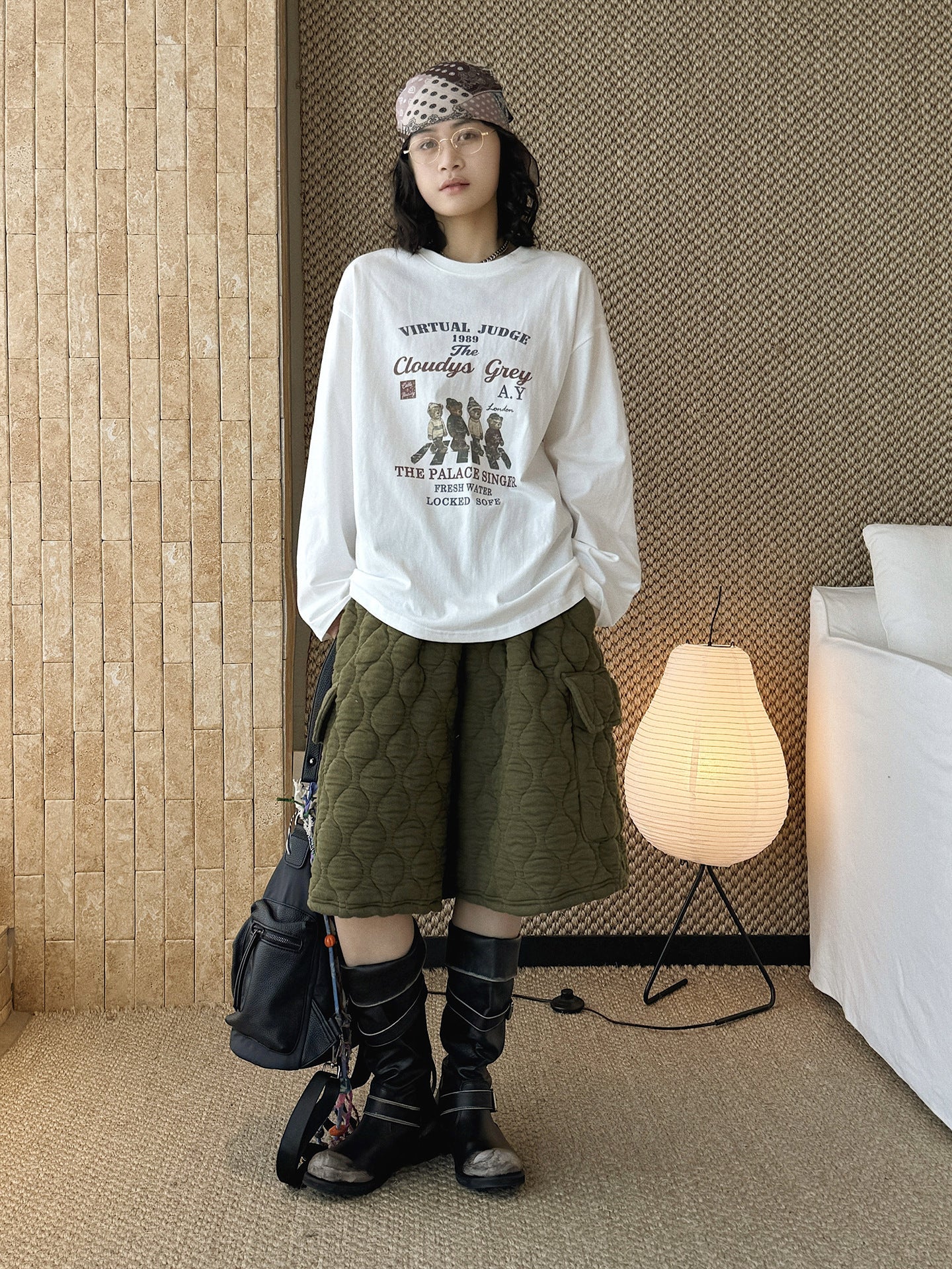 long-sleeved T-shirt loose shoulder top