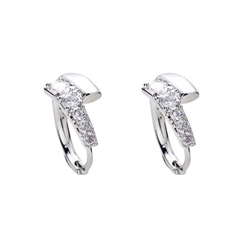 French micro-inlaid zircon nail earrings women's light luxury high-end French exquisite ear buckle niche earrings