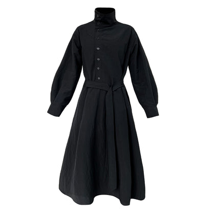 Sense of design structure windbreaker asymmetrical turn-up collar design can be used to tighten the waist dress female autumn new arrival