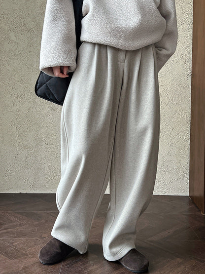 The pants are very good~ Korean thickened woolen sickle pants for women's autumn and winter new thin imitation cashmere trousers