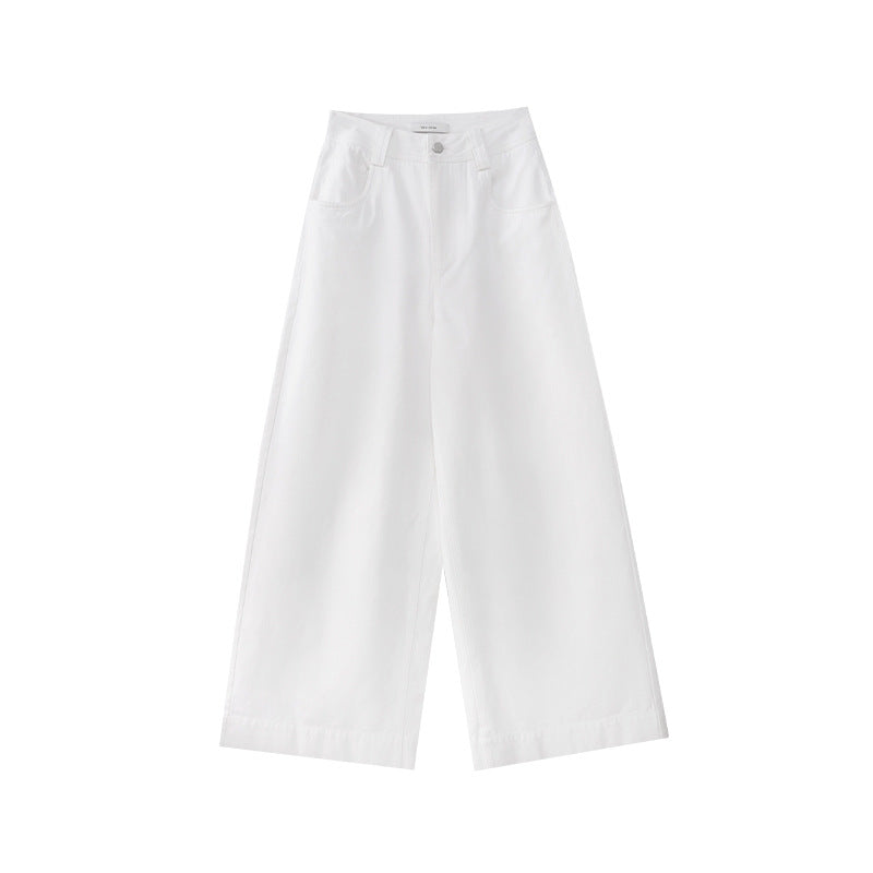 Early spring casual temperament versatile and thin long wide-leg jeans