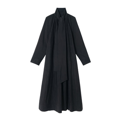 Spring commuting design sense Tencel streamer collar sense long trench coat