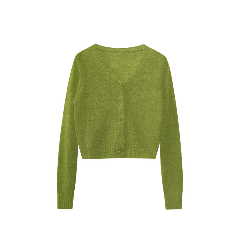 Casual Versatile V-Neck Sweater Women's Knitted Cardigan