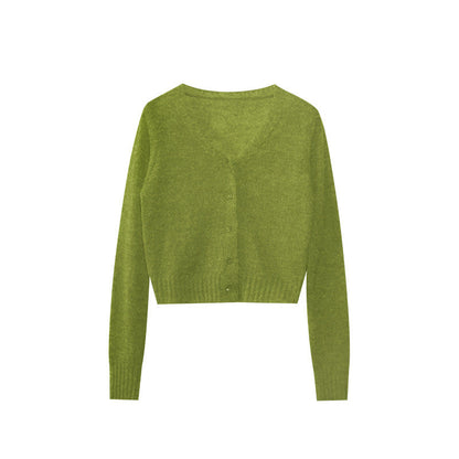 Casual Versatile V-Neck Sweater Women's Knitted Cardigan