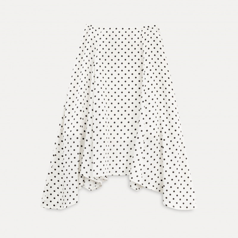 Summer retro fashion irregular a word polka dot skirt