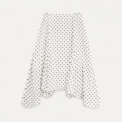 Summer retro fashion irregular a word polka dot skirt