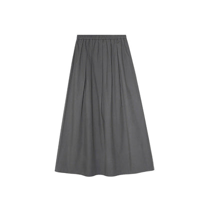 Casual simple and versatile solid color high waist and thin skirt