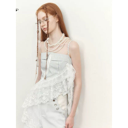Summer new early summer fresh design irregular lace sling vest