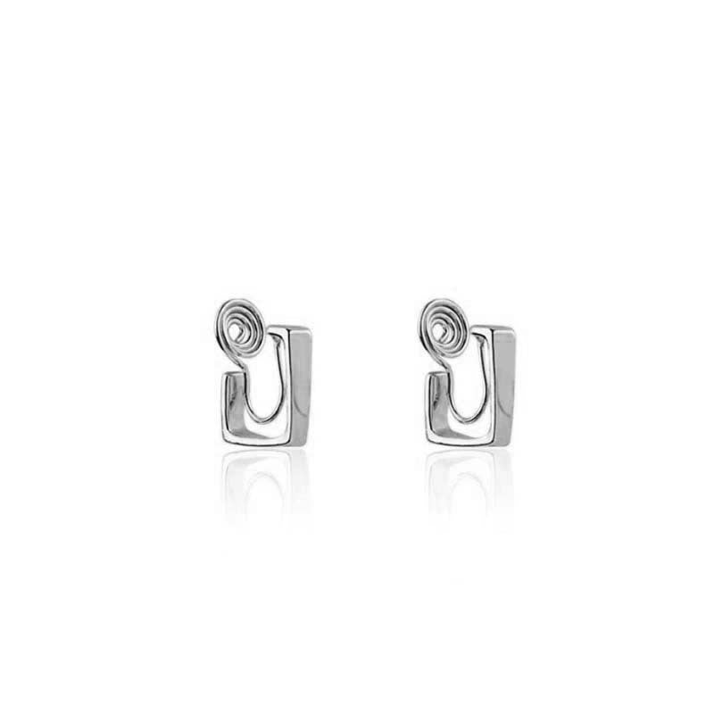 Premium French mosquito coil disc ear clips, metal without ear piercings, can be worn by women's simple commuting square design women's earrings
