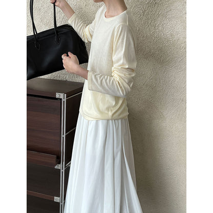 Soft waxy wool knitted sweater bottoming shirt women's autumn new pullover basic versatile long-sleeved T-shirt