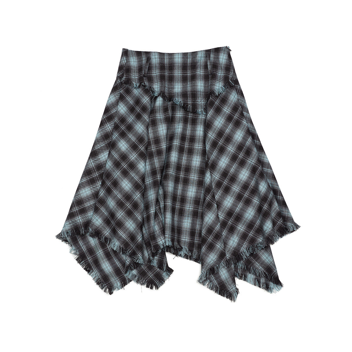 Autumn new casual plaid irregular classic versatile medium and long A-shaped skirt