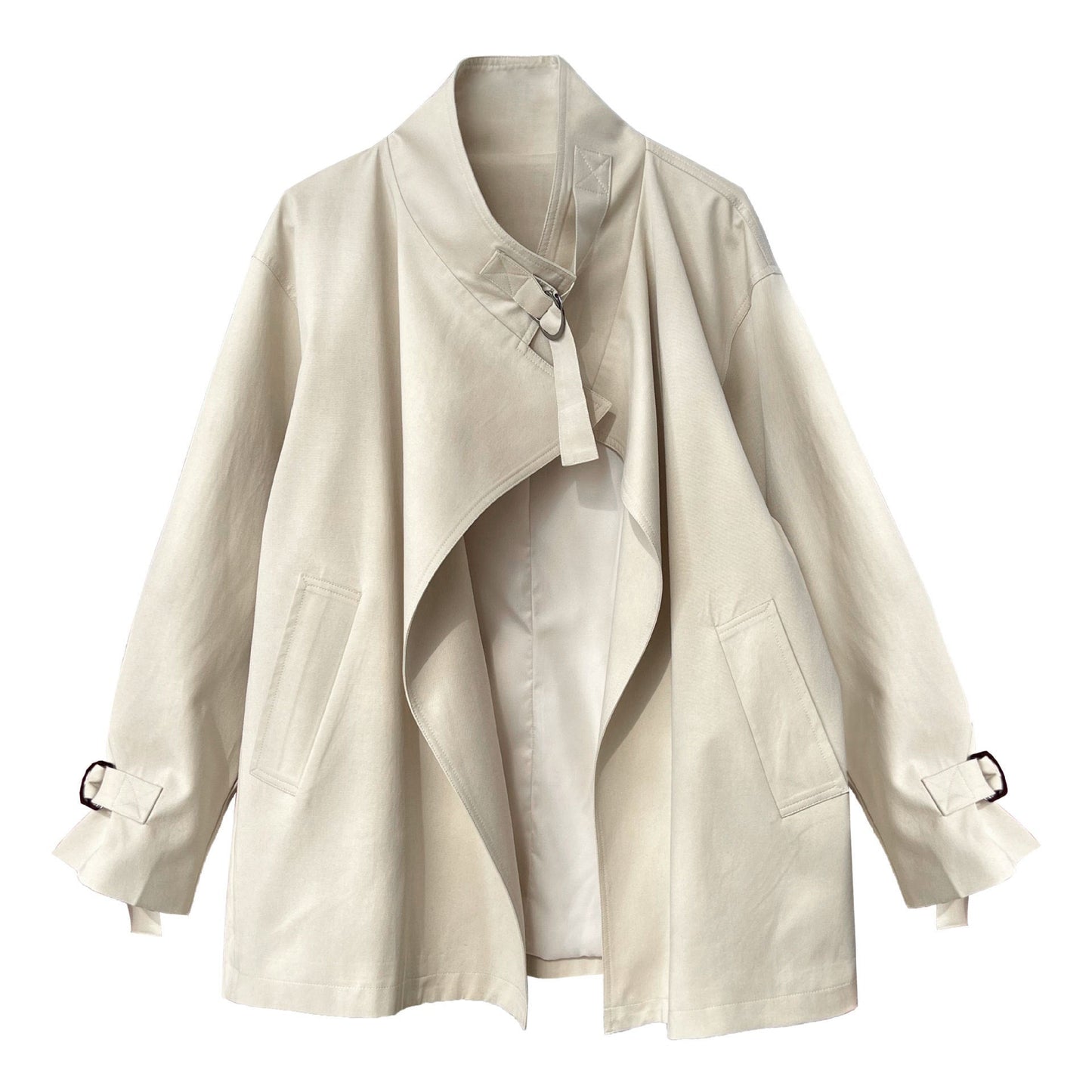 British style stand-up collar trench coat women's autumn new loose short D-button open coat