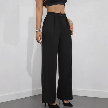 Women's new high waist drape straight simple casual women's trousers work trousers trousers