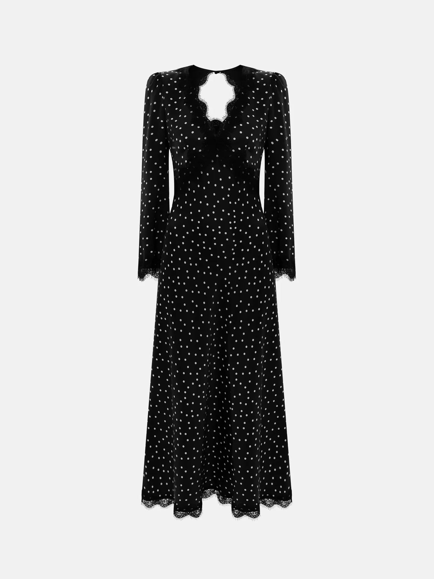 Spring Lace Polka Dot Print Dress Halter Sexy Spice Girl Long Sleeve Dress
