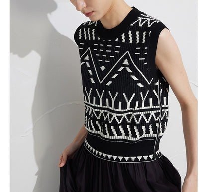 New temperament knitted sleeveless women's pullover outer wear vest thin versatile temperament outer trendy
