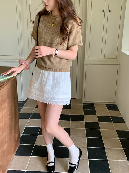 Lace Shirt and Skirt Set