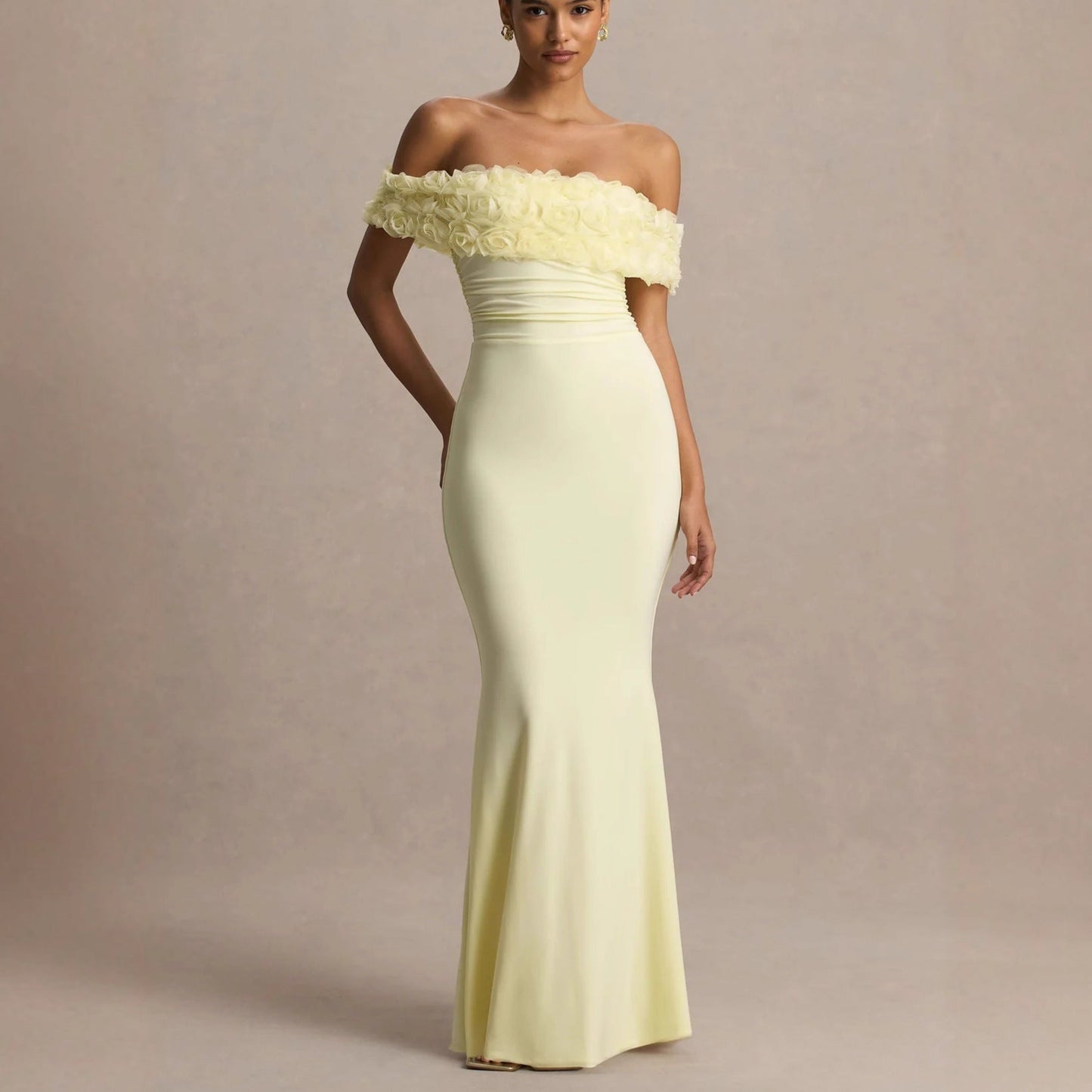 New fashion splicing flower one-word shoulder dress backless sexy tube top skirt