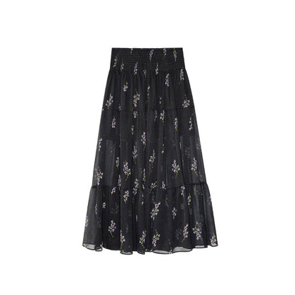 Floral A-Line Maxi Skirt with Elastic Waist