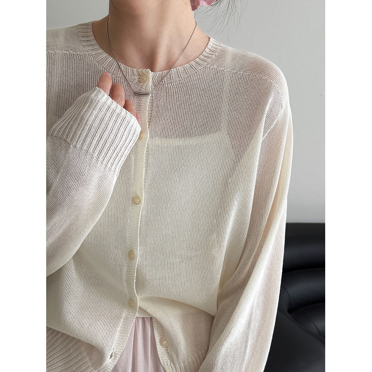 Gentle and lazy knitted cardigan women's spring new thin versatile sweater jacket base