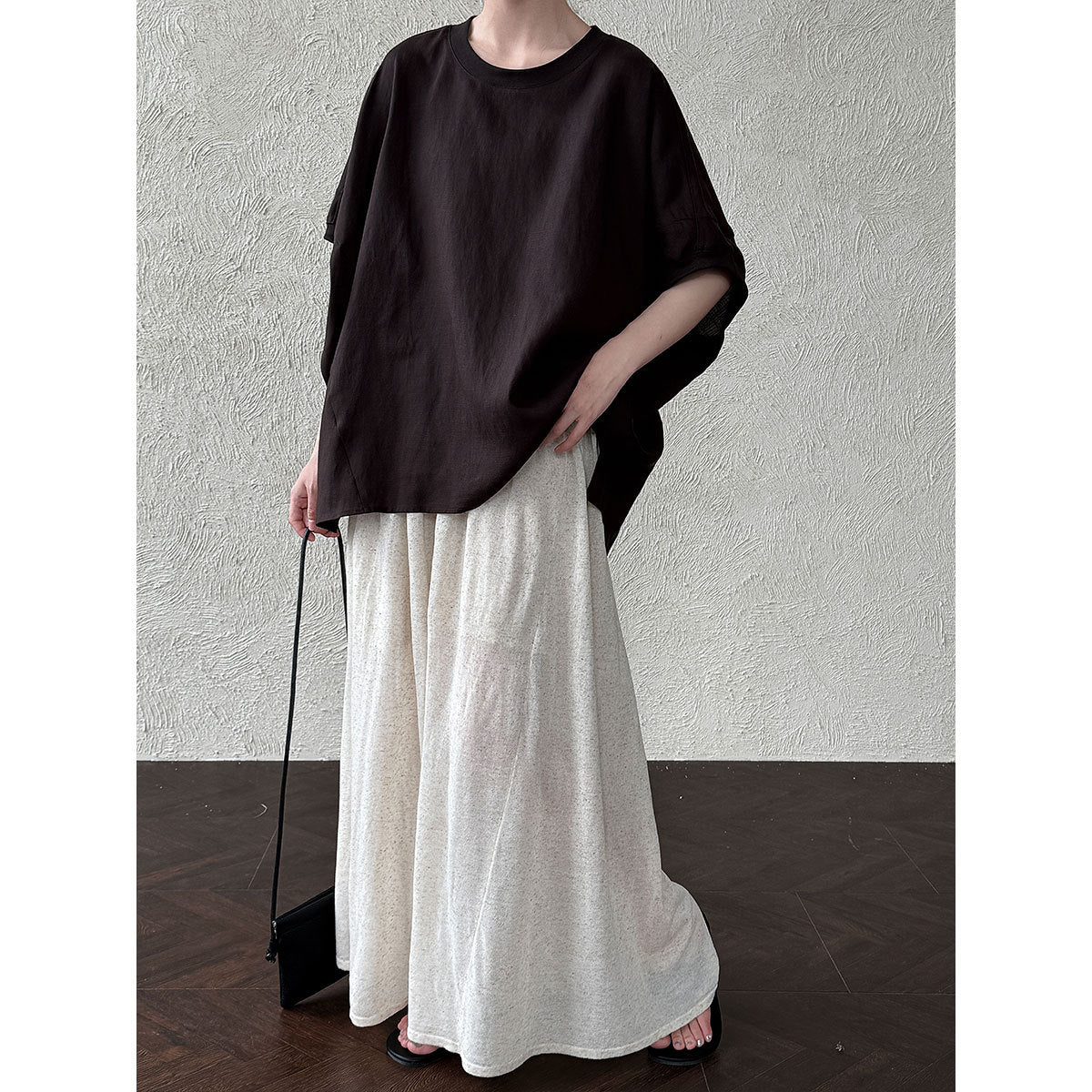 Bat sleeve Korean design shirt women's summer new sunscreen loose Tencel linen top