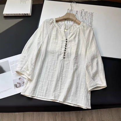 Thin Versatile French Seven-Sleeve Shirt