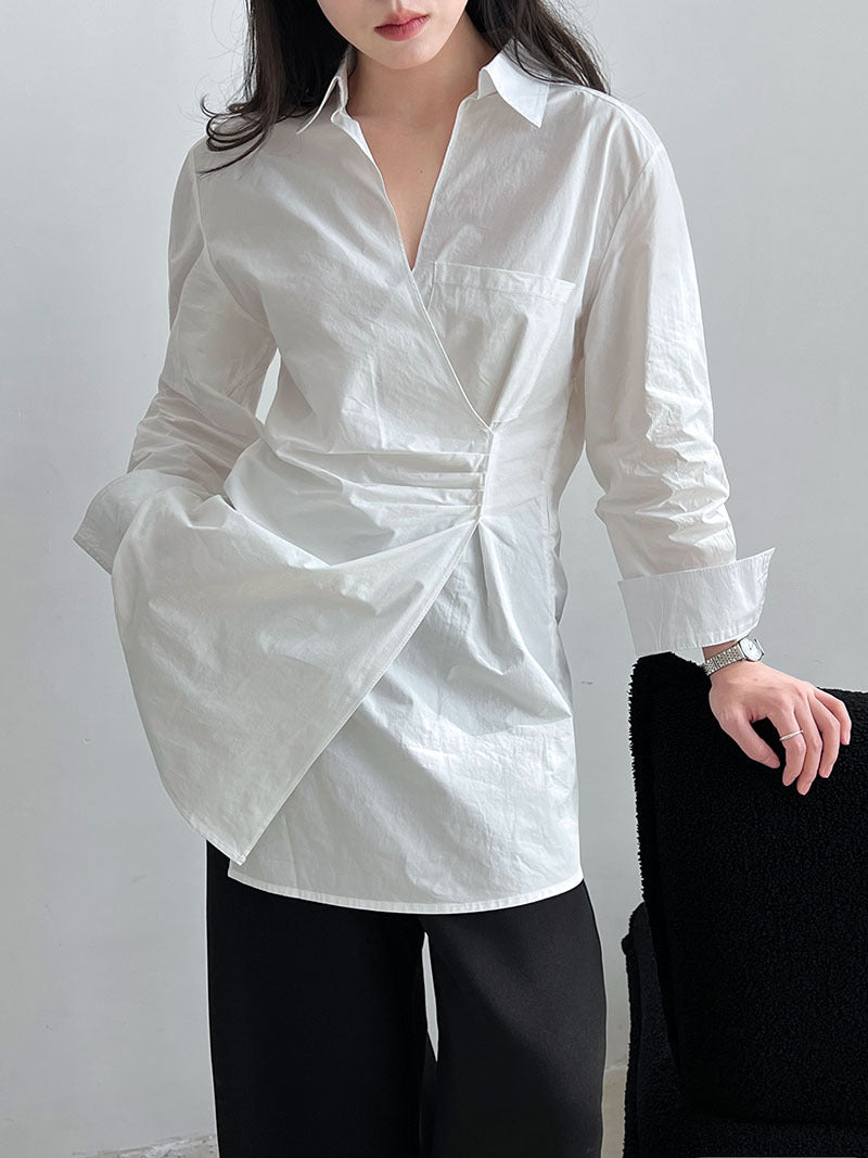 Irregular V-neck shirt
