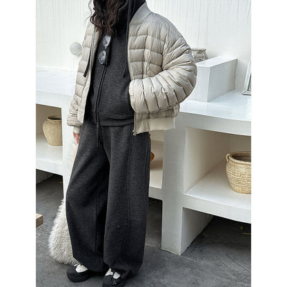 Wool fleece hooded double zipper sweater adjustable corset trousers temperament casual sports suit