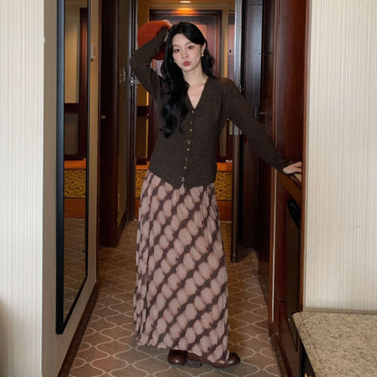 Unique temperament elastic waist skirt