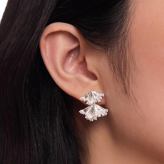 French court style light luxury fan earrings niche design temperament fashionable retro small skirt pendulum stud earrings