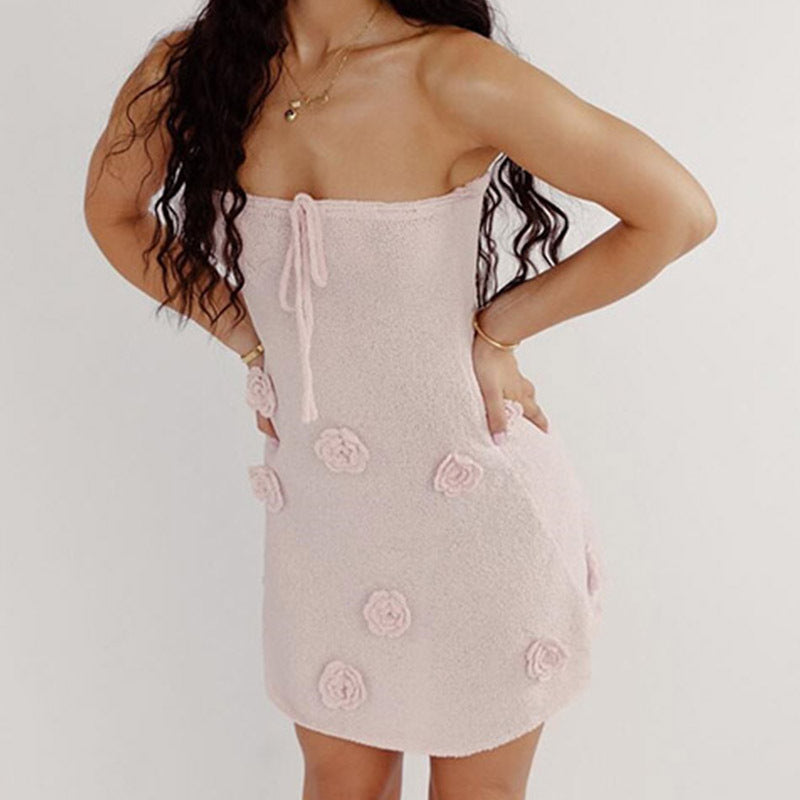 Knitted tube top short skirt tight and sexy European and American dress women