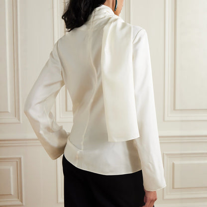 Fashionable Elegant Streamer Shirt Slim Satin Commuter Shirt