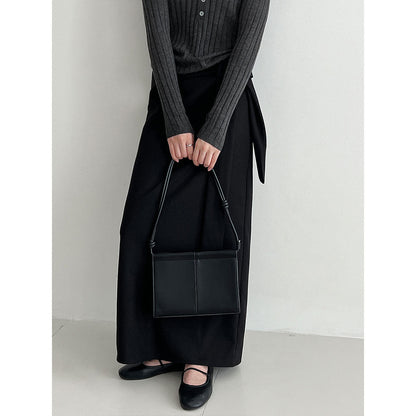 Temperament pleated high waist straps straight skirt women's autumn new velvet personalized design long skirt 1726