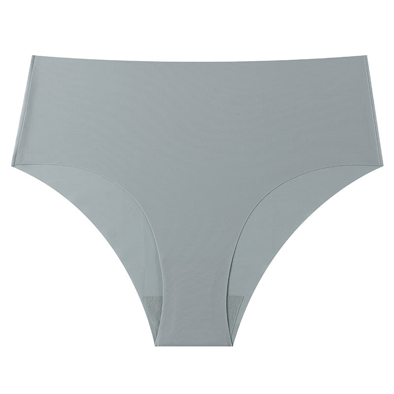 Mid-waist large-size women's briefs, seamless ice silk pants, breathable and quick-drying nylon panties for women