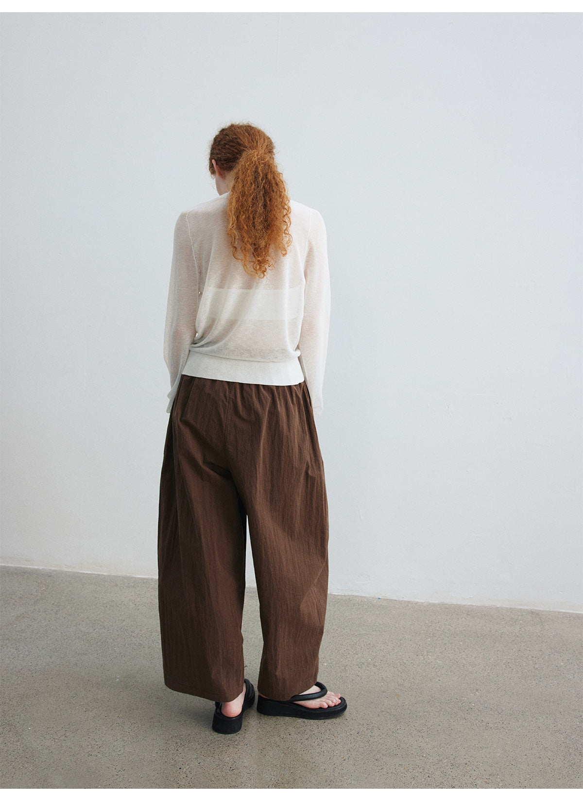 Summer new casual crew neck linen thin through easy simple solid color knitted cardigan