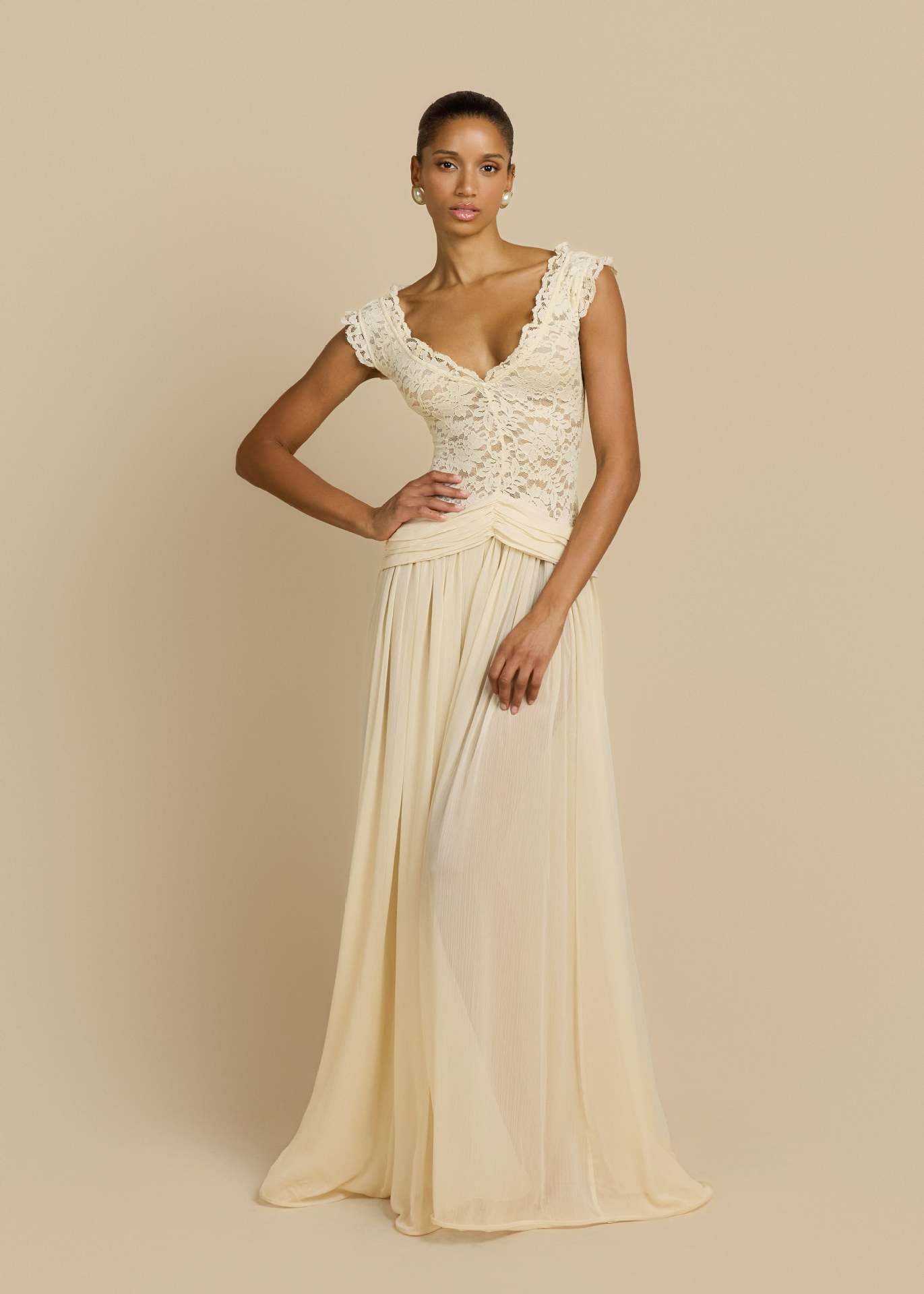Lace Chiffon Maxi Dress