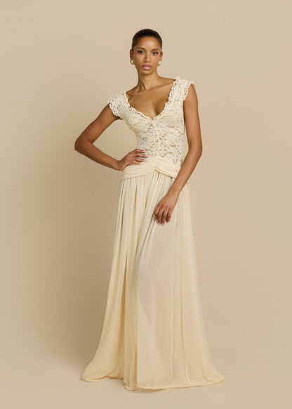 Lace Chiffon Maxi Dress